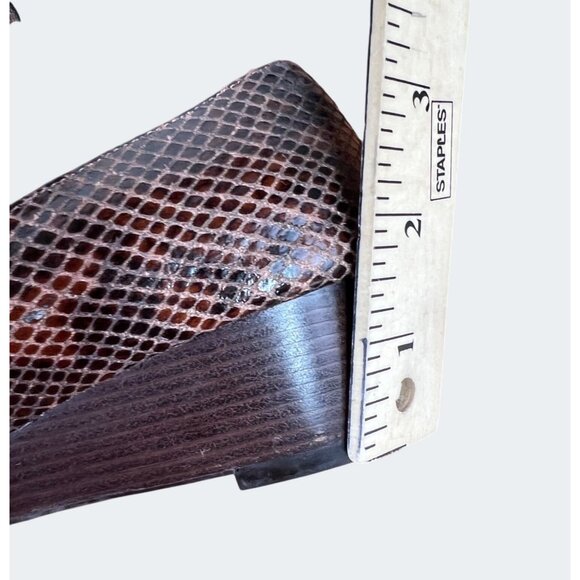 Michael Kors Brown Snakeskin Pattern Leather Flats With Black Buckle Accents 7M - Picture 7 of 10